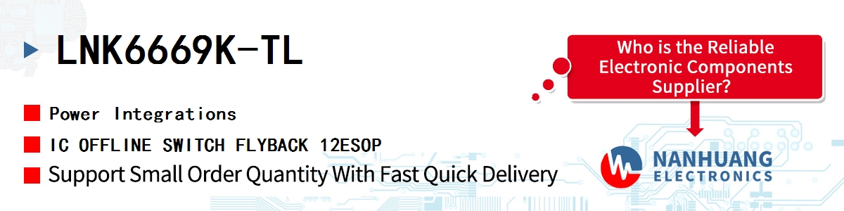 LNK6669K-TL Power Integrations IC OFFLINE SWITCH FLYBACK 12ESOP